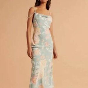 Abercrombie & Fitch Floral Maxi Dress Size Small Pastel Blue Slip Hamptons